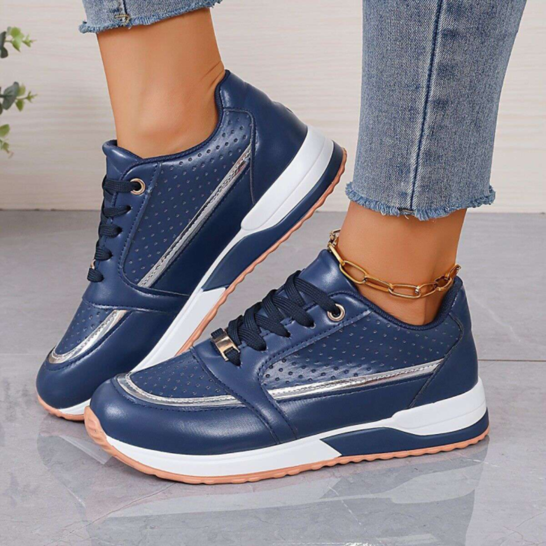 Women's Athletic Faux Sneakers with Perforated Upper and Lace-Up