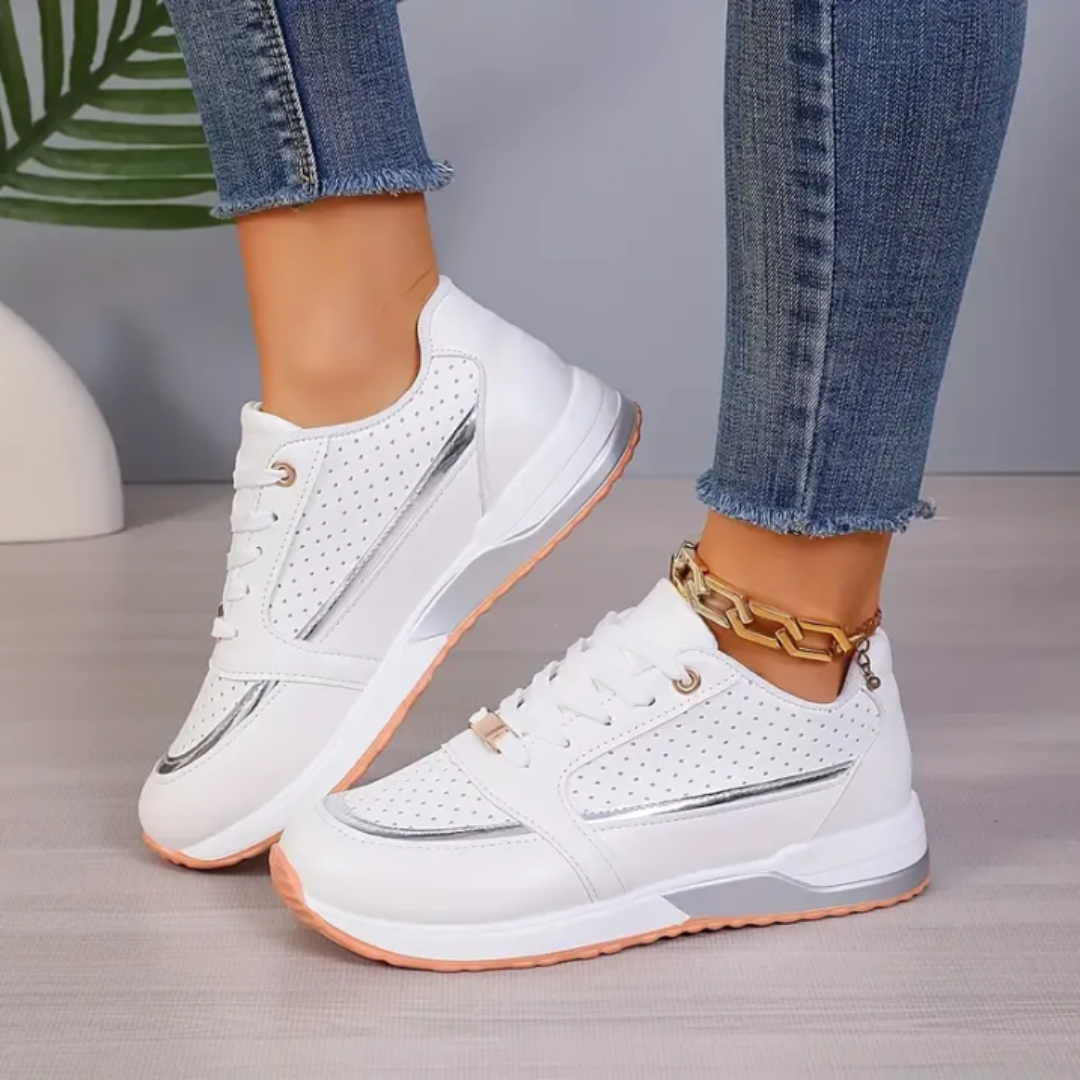 Women's Athletic Faux Sneakers with Perforated Upper and Lace-Up