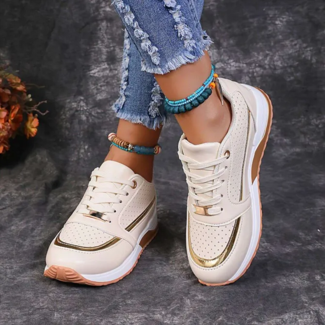 Women's Athletic Faux Sneakers with Perforated Upper and Lace-Up