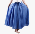 Women's Bohemian Linen Maxi Skirt with Pull-On Waist and Flared Hem