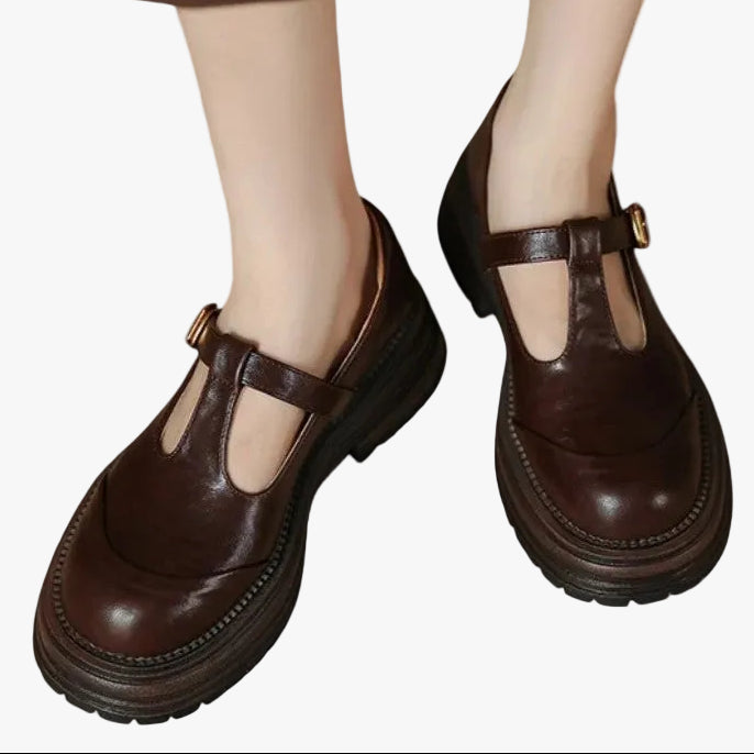 Women's Casual Faux Loafers with Buckle Strap and Lug Sole