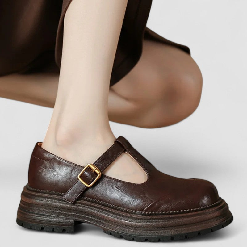 Women's Casual Faux Loafers with Buckle Strap and Lug Sole