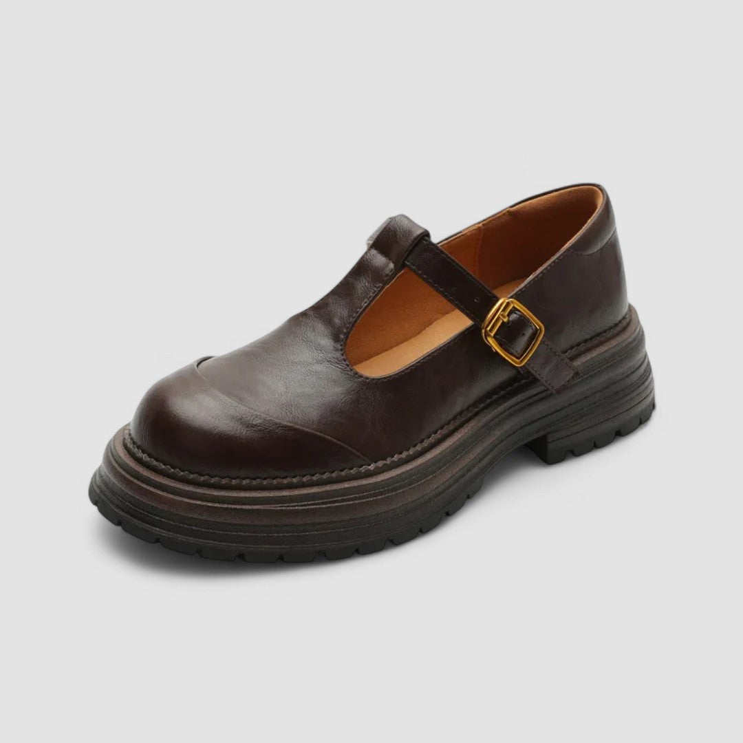Women's Casual Faux Loafers with Buckle Strap and Lug Sole