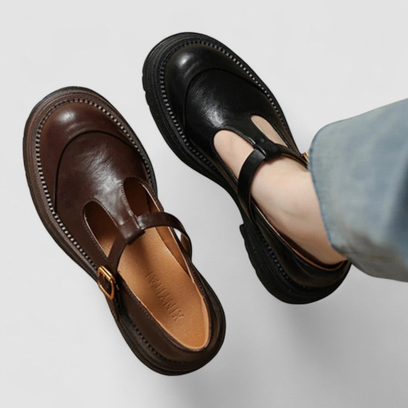 Women's Casual Faux Loafers with Buckle Strap and Lug Sole