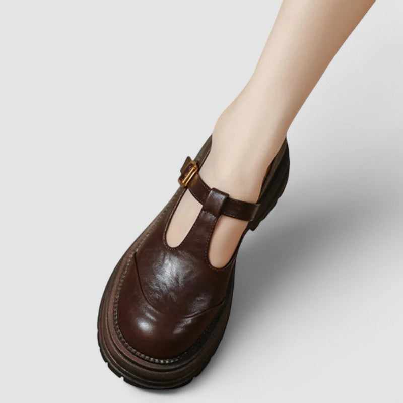 Women's Casual Faux Loafers with Buckle Strap and Lug Sole