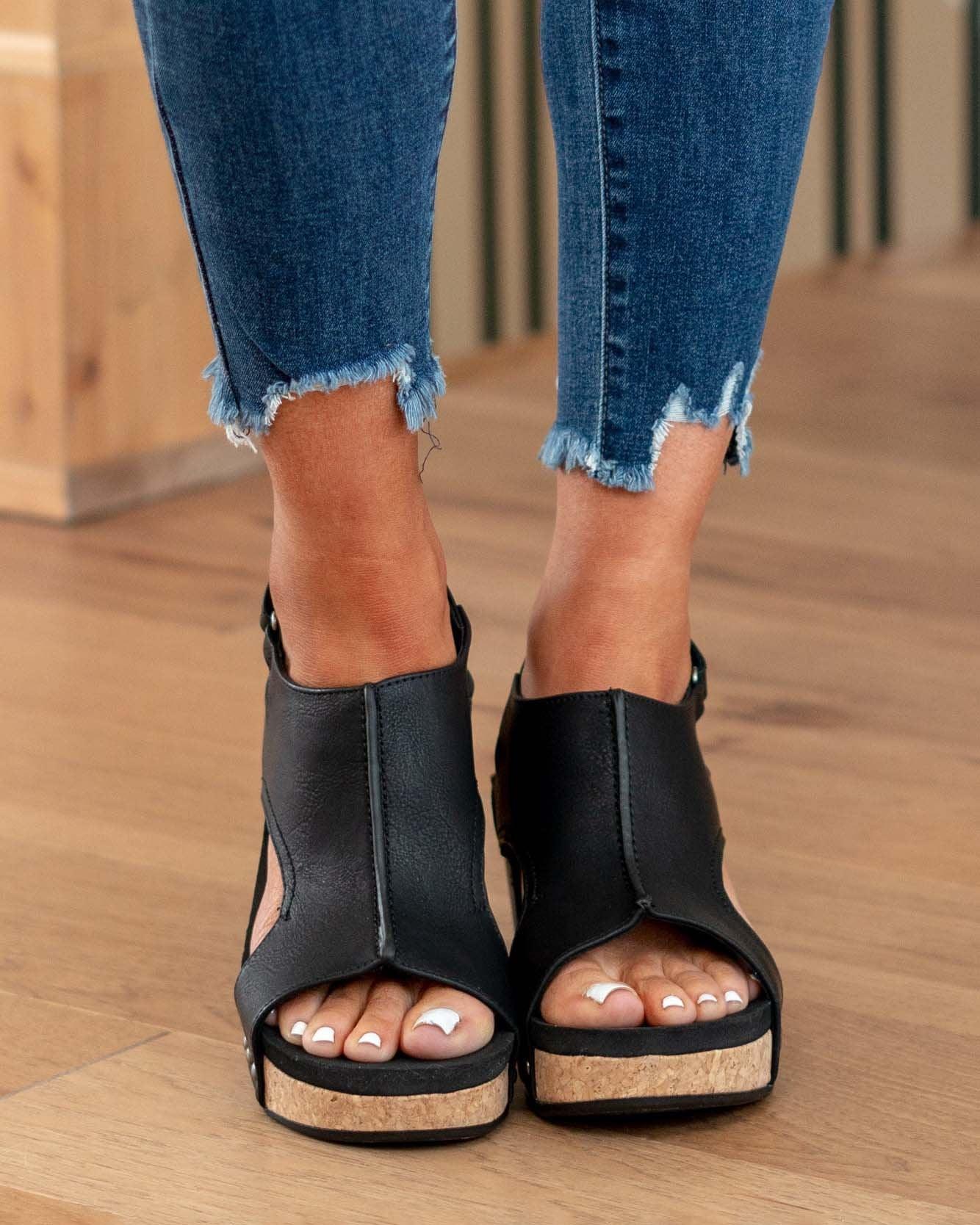 Women's Casual Faux Upper Wedge Sandals with Slingback Strap and Studs