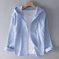Women's Casual Linen Shirt with Hood and Button Front