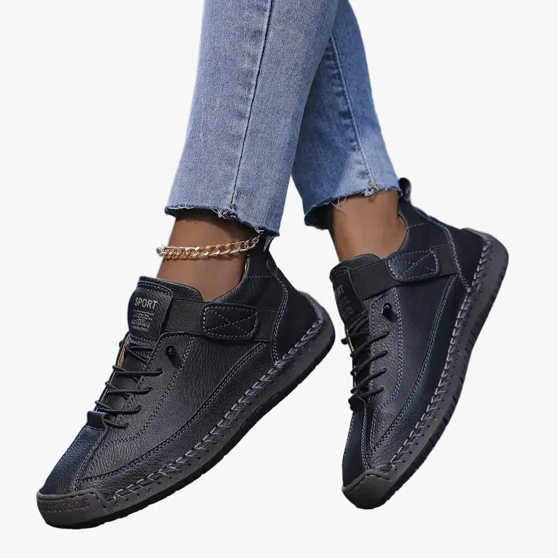 Women's Casual Synthetic Suede Sneakers with Lace-Up and Hook-and-Loop Strap