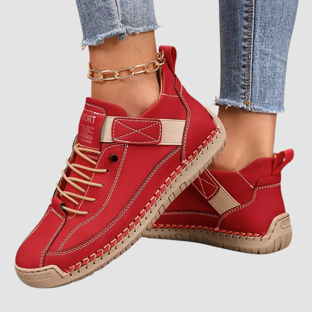 Women's Casual Synthetic Suede Sneakers with Lace-Up and Hook-and-Loop Strap