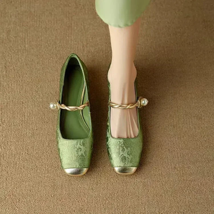 Women's Dress Satin-Style Heels with Square Toe and Twisted Strap