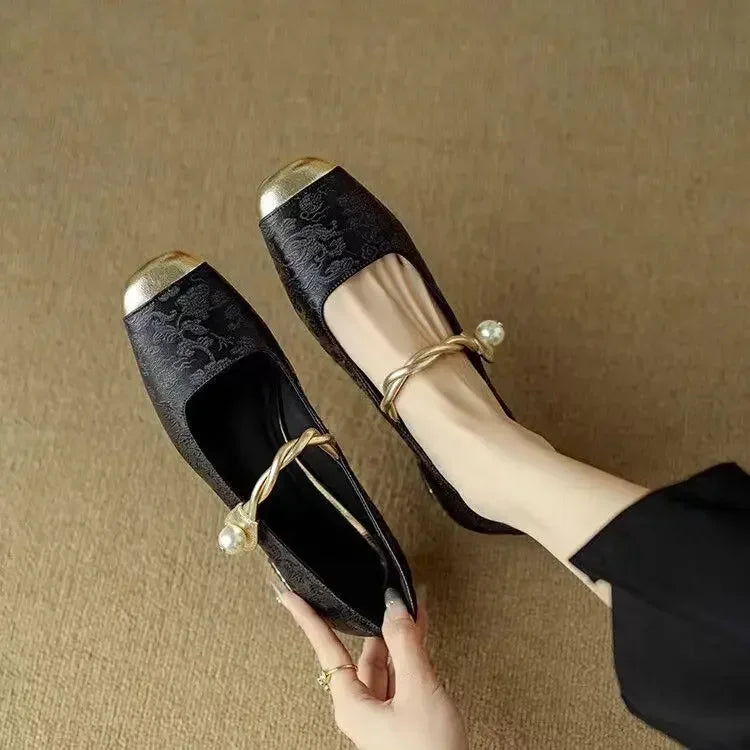 Women's Dress Satin-Style Heels with Square Toe and Twisted Strap