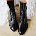 Women's Faux Ankle Boots with Lace-Up Front and Cap Toe