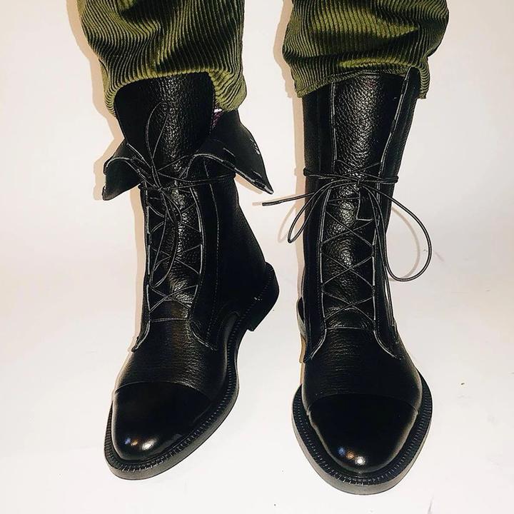 Women's Faux Ankle Boots with Lace-Up Front and Cap Toe
