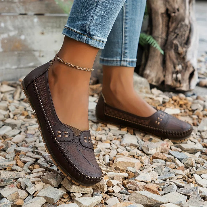 Women's Faux Flats with Perforated Upper and Whipstitch Trim