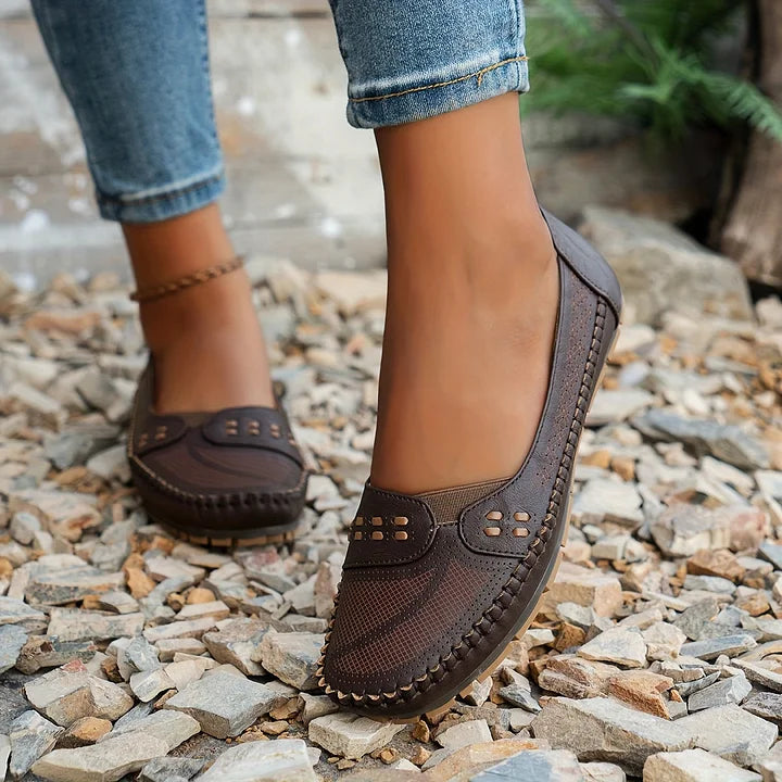 Women's Faux Flats with Perforated Upper and Whipstitch Trim