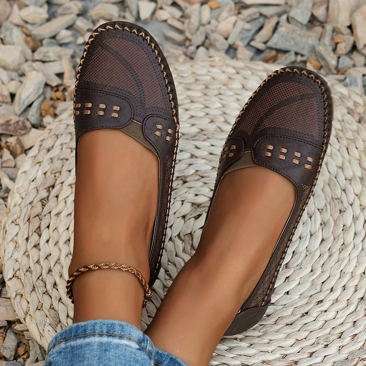 Women's Faux Flats with Perforated Upper and Whipstitch Trim
