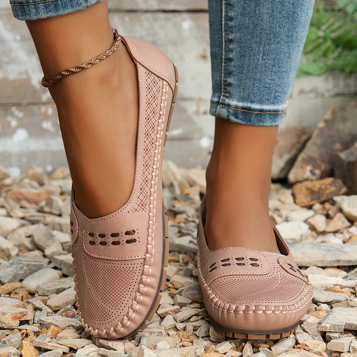 Women's Faux Flats with Perforated Upper and Whipstitch Trim