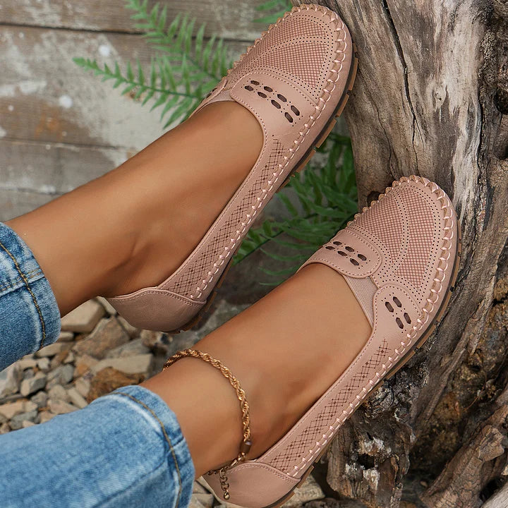 Women's Faux Flats with Perforated Upper and Whipstitch Trim