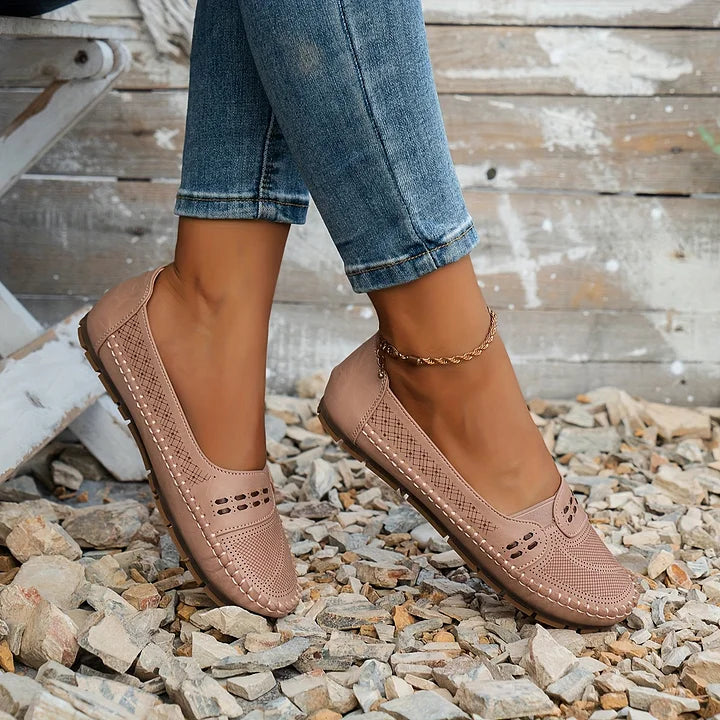 Women's Faux Flats with Perforated Upper and Whipstitch Trim