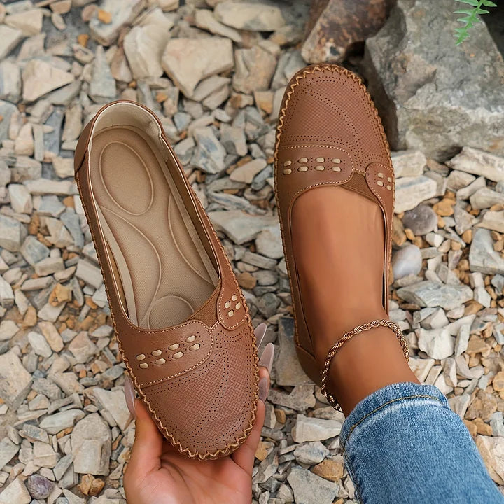 Women's Faux Flats with Perforated Upper and Whipstitch Trim
