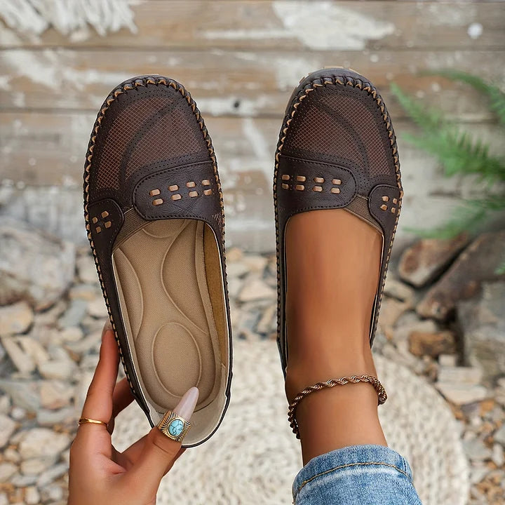 Women's Faux Flats with Perforated Upper and Whipstitch Trim