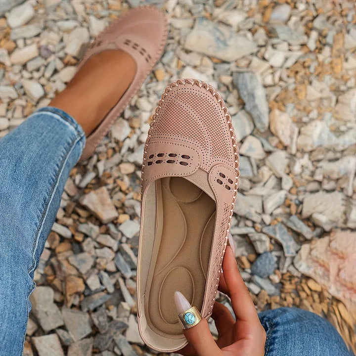 Women's Faux Flats with Perforated Upper and Whipstitch Trim