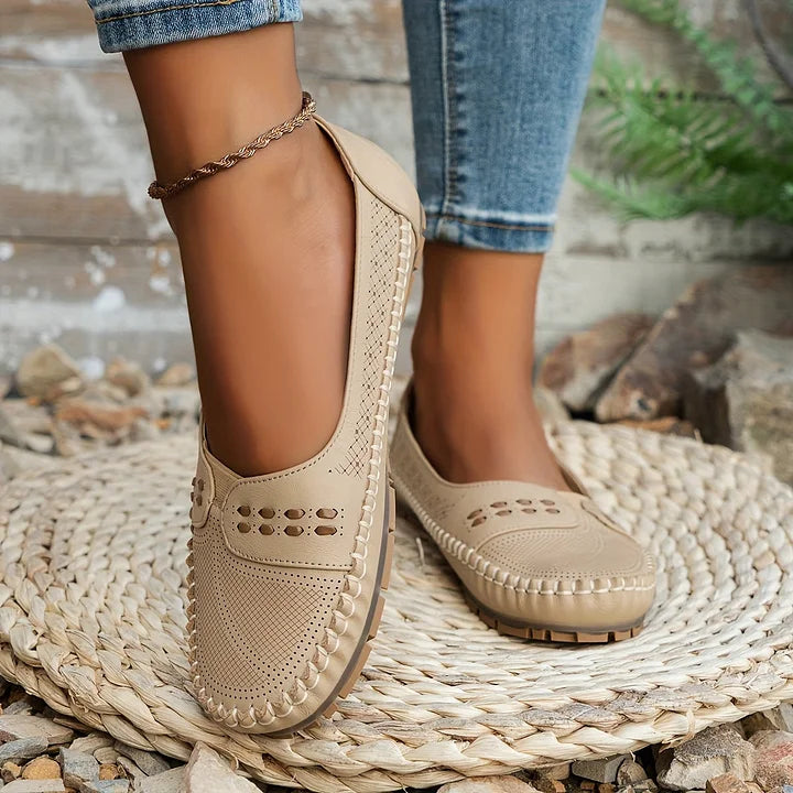 Women's Faux Flats with Perforated Upper and Whipstitch Trim