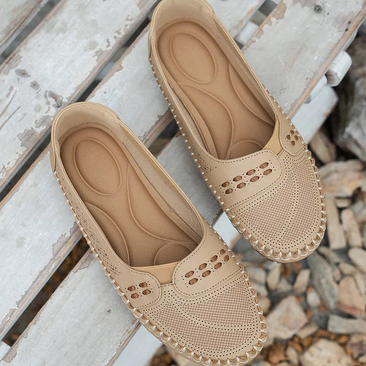 Women's Faux Flats with Perforated Upper and Whipstitch Trim