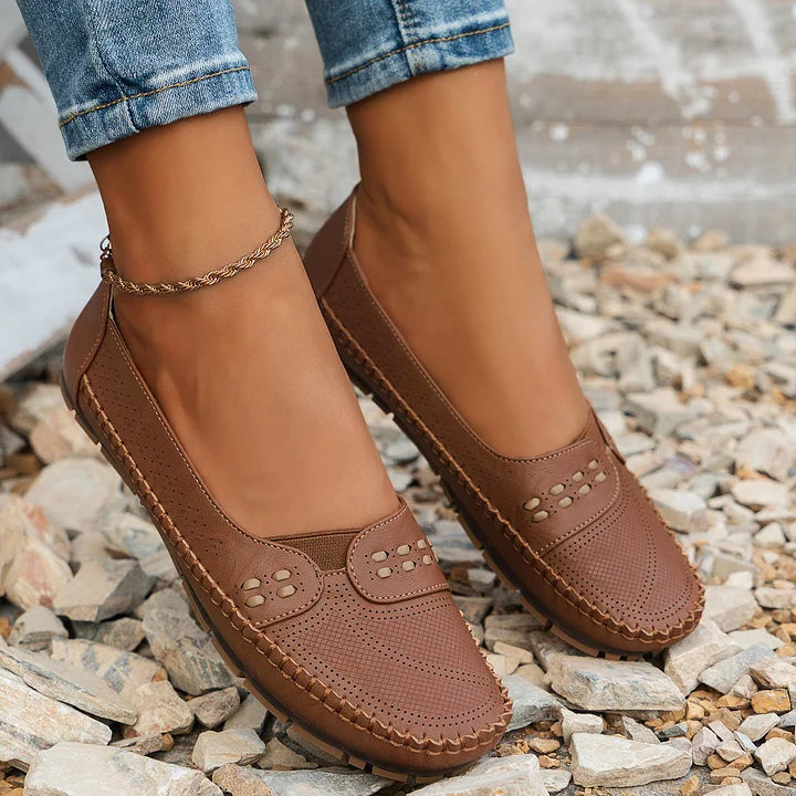 Women's Faux Flats with Perforated Upper and Whipstitch Trim