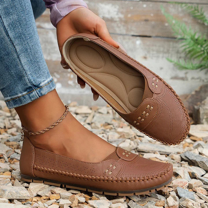 Women's Faux Flats with Perforated Upper and Whipstitch Trim