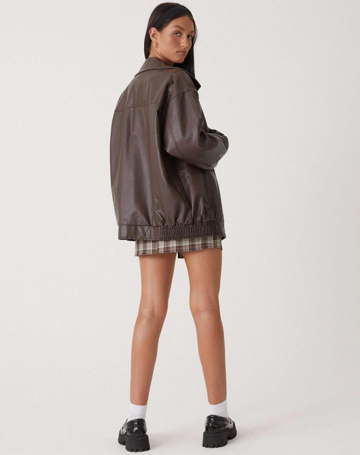 Women's Faux Jacket with Zip Front and Spread Collar