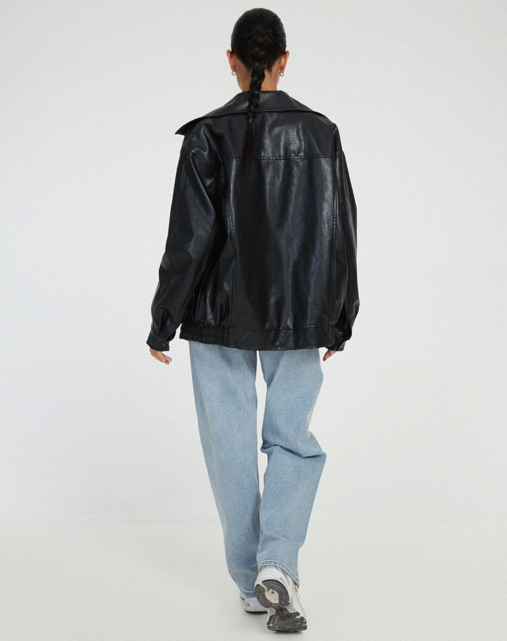 Women's Faux Jacket with Zip Front and Spread Collar