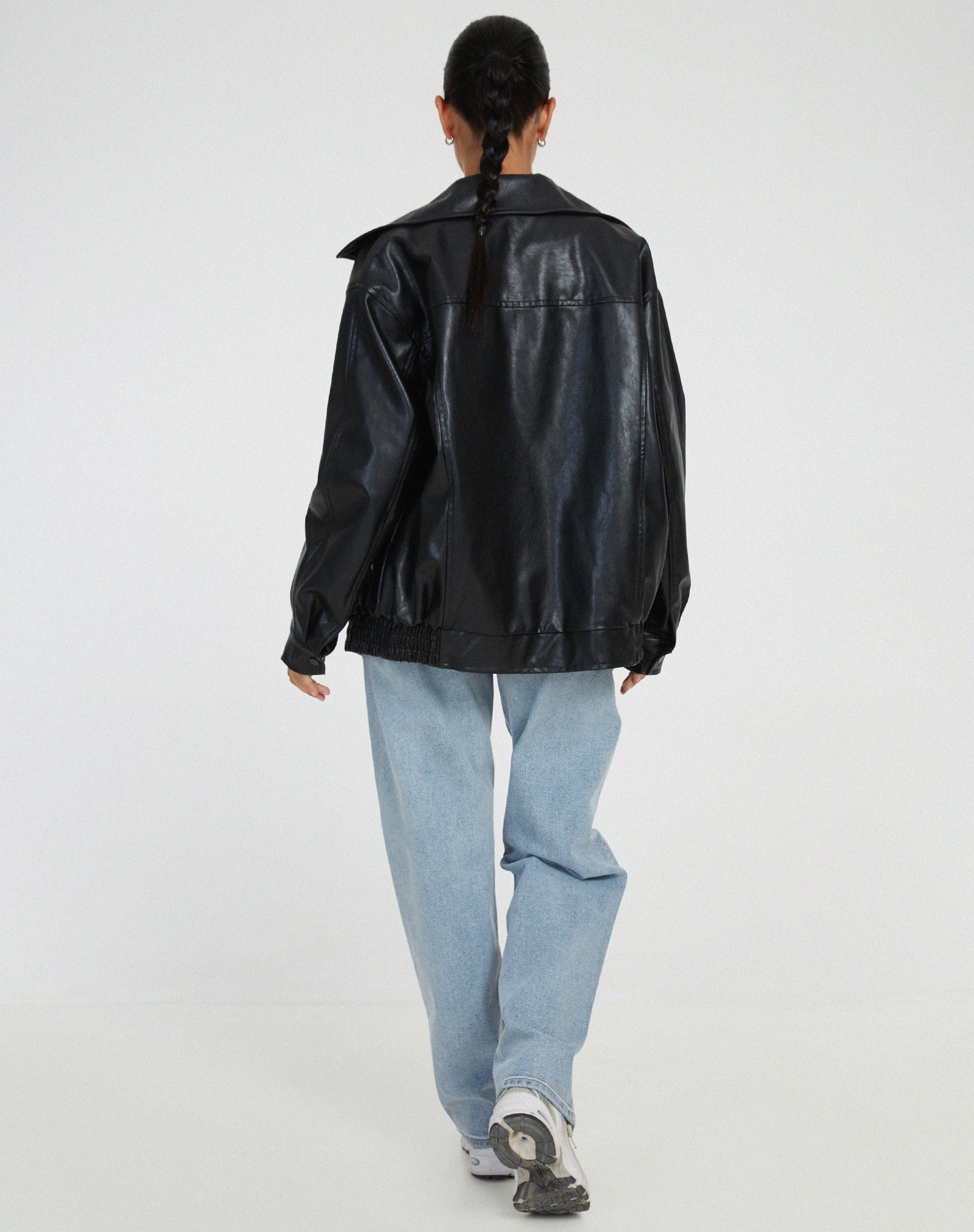 Women's Faux Jacket with Zip Front and Spread Collar