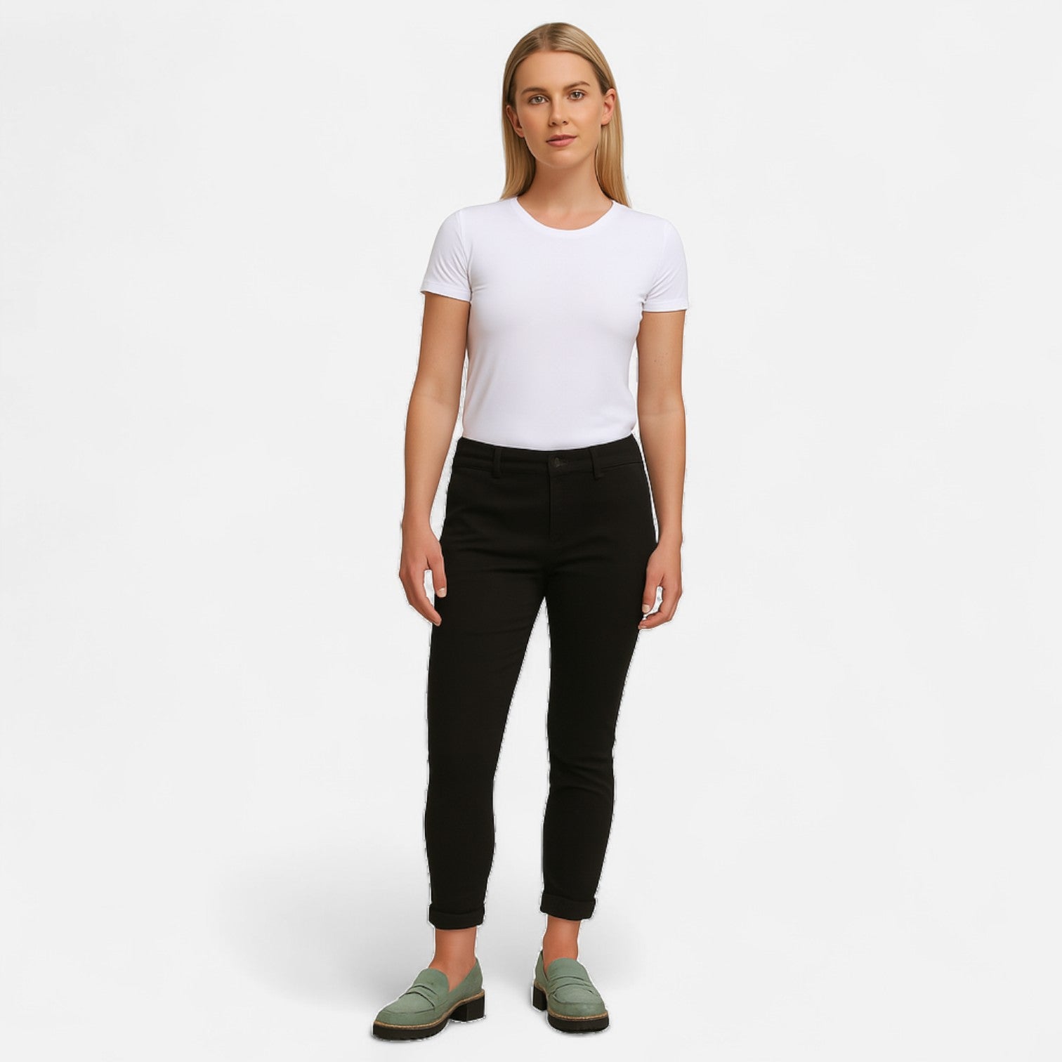 Women's Faux Suede Loafers with Moc Toe and Lug Sole