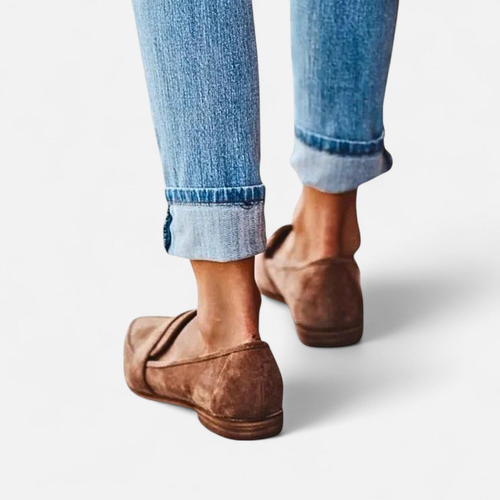 Women's Faux Suede Loafers with Slip-On Entry and Pointed Toe