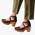 Women's Faux Upper Sandals with Closed Toe and Ankle Buckle
