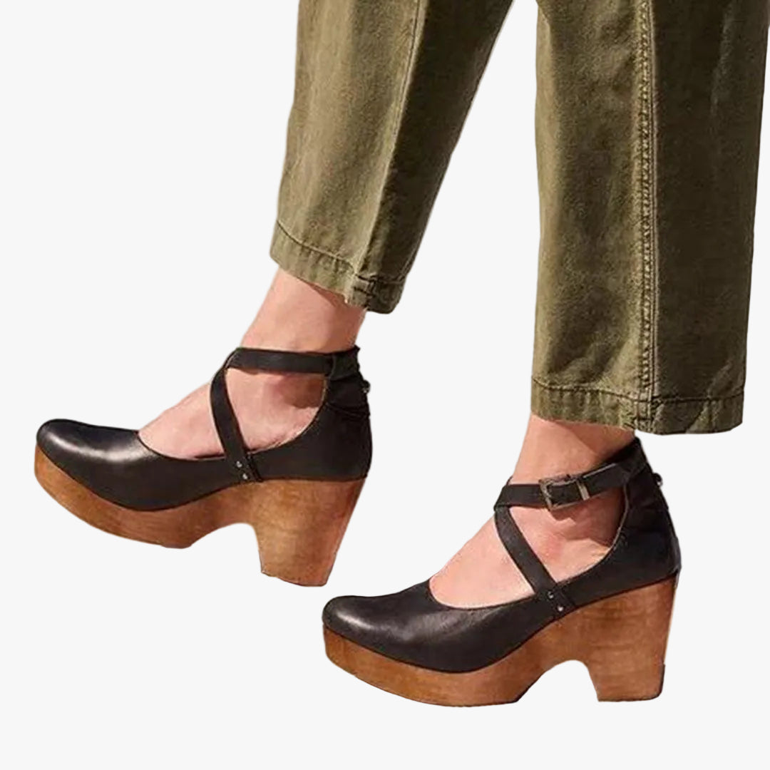 Women's Faux Upper Sandals with Closed Toe and Ankle Buckle
