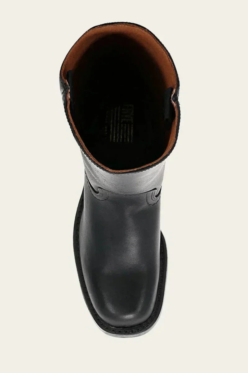 Women's Knee-High Faux Upper Boots with Block Heel and Round Toe
