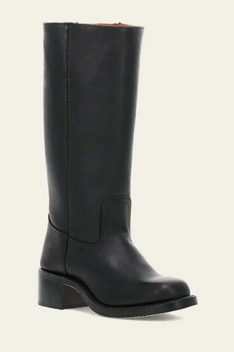 Women's Knee-High Faux Upper Boots with Block Heel and Round Toe