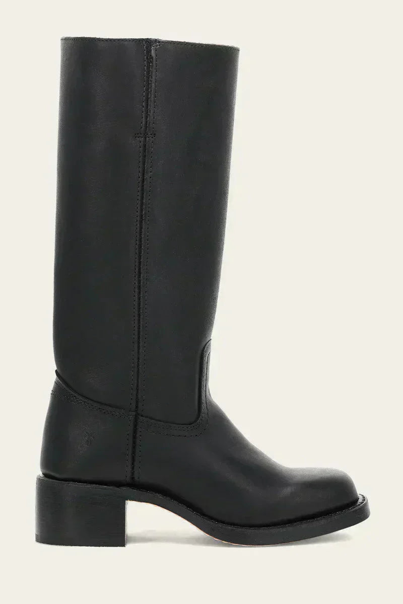 Women's Knee-High Faux Upper Boots with Block Heel and Round Toe