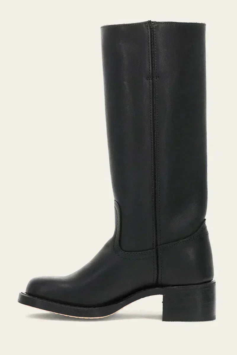 Women's Knee-High Faux Upper Boots with Block Heel and Round Toe