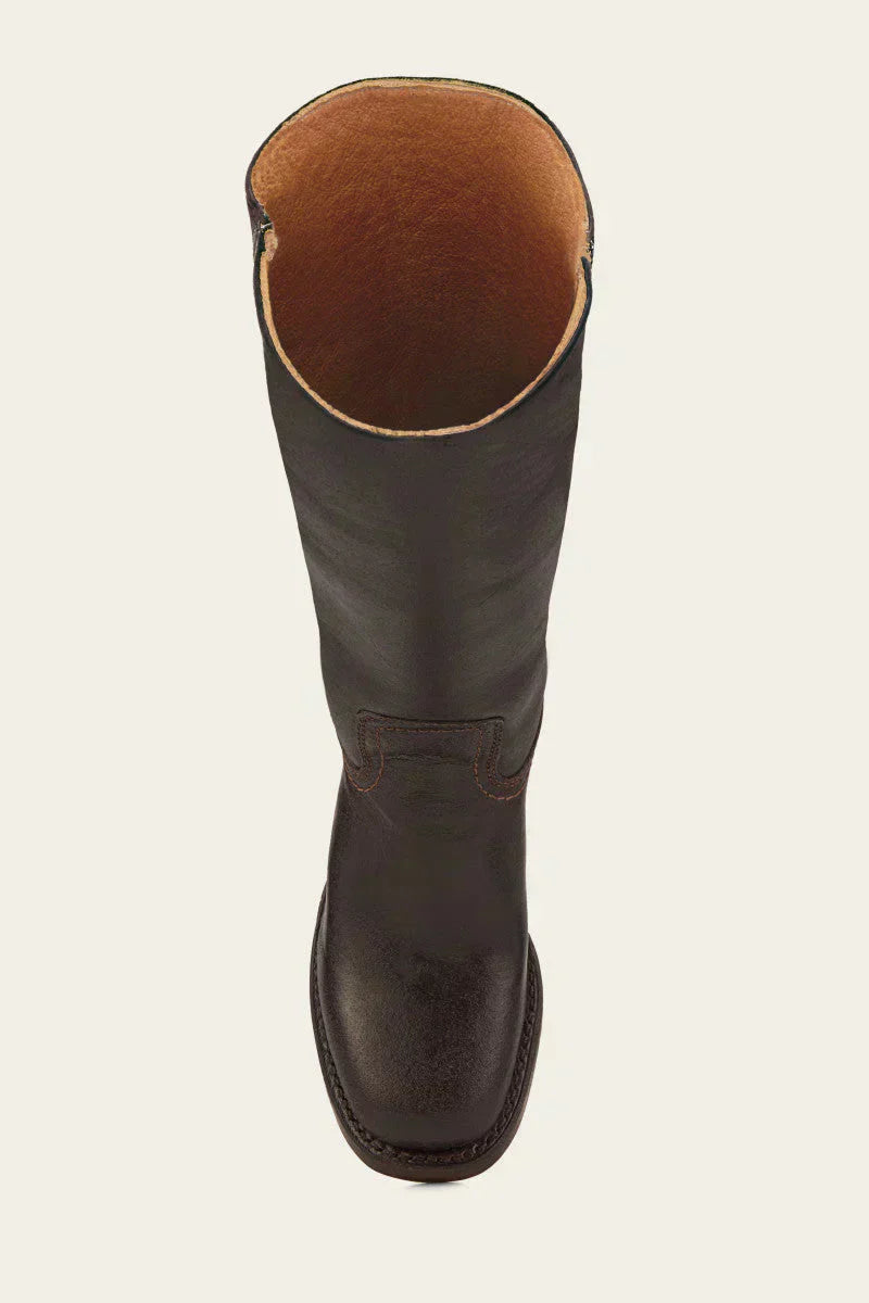 Women's Knee-High Faux Upper Boots with Block Heel and Round Toe