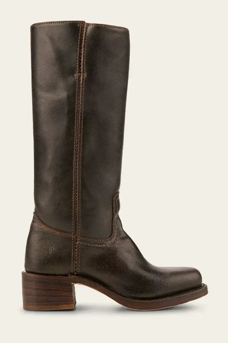 Women's Knee-High Faux Upper Boots with Block Heel and Round Toe