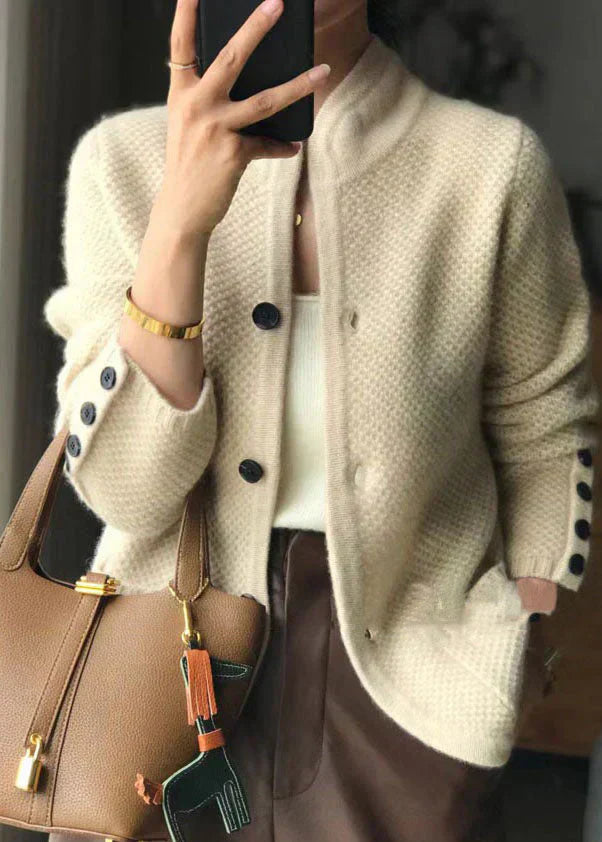 Women's Knit Cardigan with Button Front and Patch Pockets