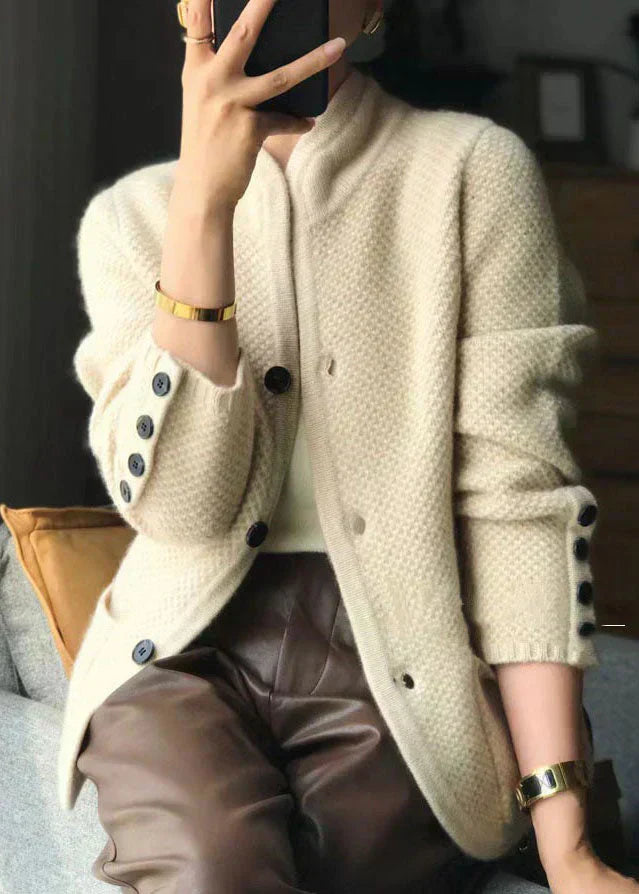Women's Knit Cardigan with Button Front and Patch Pockets