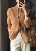 Women's Knit Cardigan with Button Front and Patch Pockets