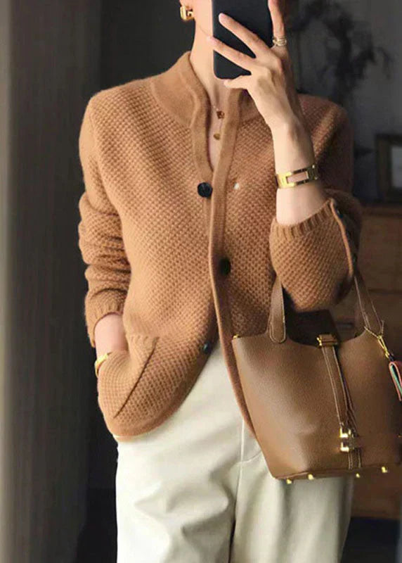 Women's Knit Cardigan with Button Front and Patch Pockets