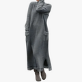 Women's Knit Maxi Dress with Turtleneck and Patch Pockets