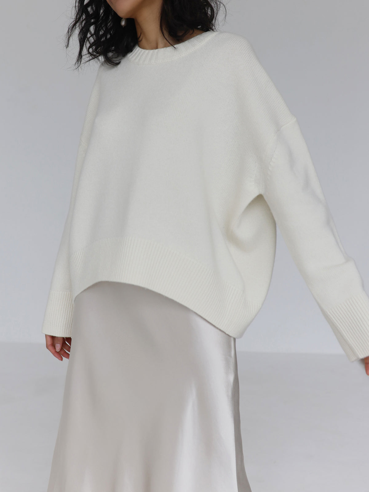 Women's Knit Pullover Sweater with Crew Neck and Rib Trim
