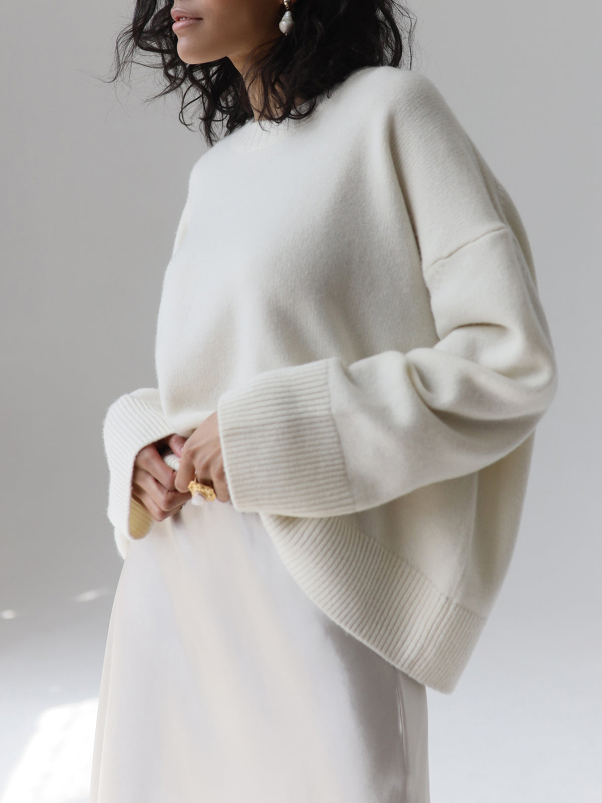 Women's Knit Pullover Sweater with Crew Neck and Rib Trim